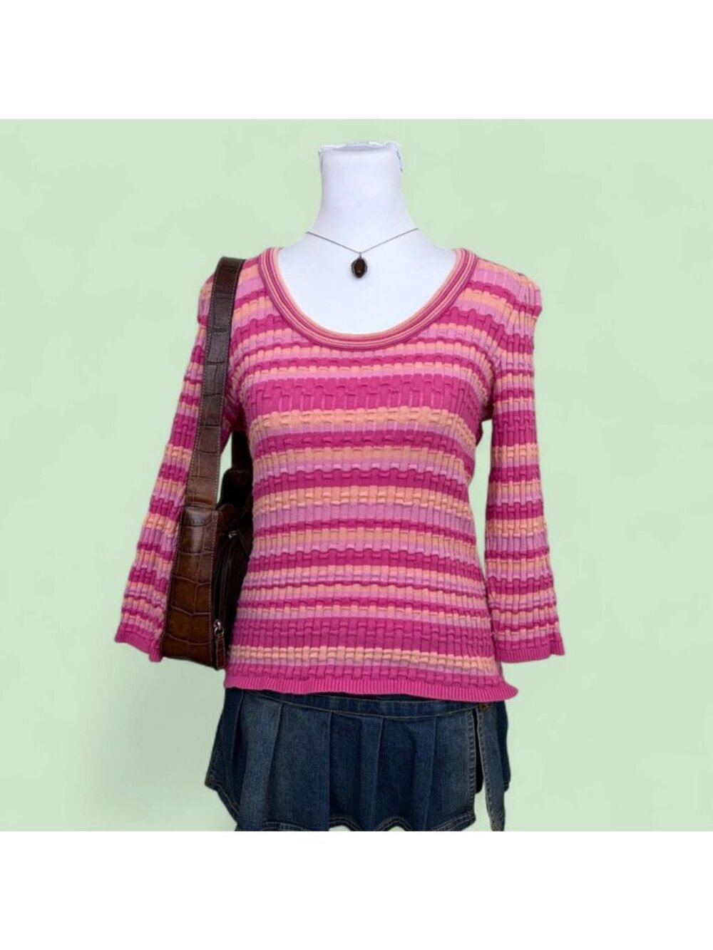 y2k striped preppy girly knit top